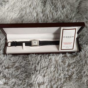 Coach black leather band women's watch